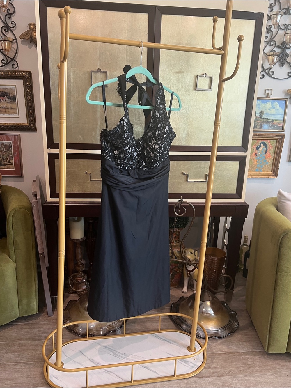 White House Black Market Black Lace Halter Midi Dress
